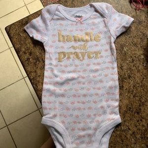 HANDLE WITH PRAYER 3-6mos Short Sleeve Onesie